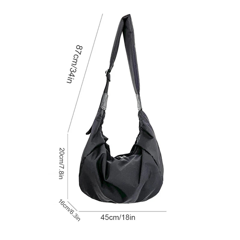 "Large Capacity Korean Style Nylon Shoulder Bag – Casual Hobo Crossbody for Women"