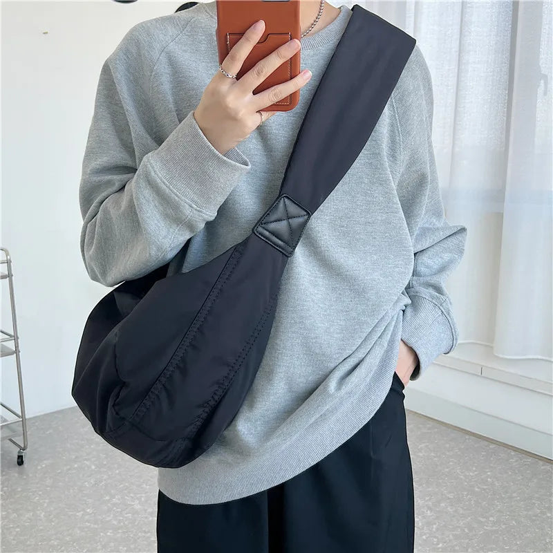 "Large Capacity Korean Style Nylon Shoulder Bag – Casual Hobo Crossbody for Women"