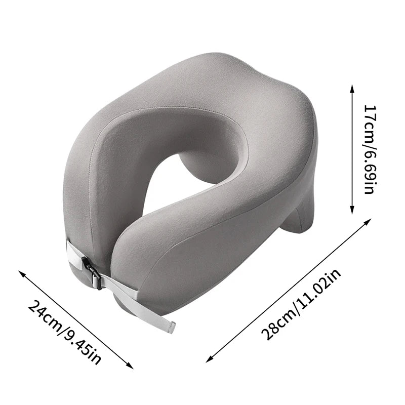 Travel Pillow U-Shape Pure Memory Foam Neck Pillow for Airplane, Office Nap, Cervical Support