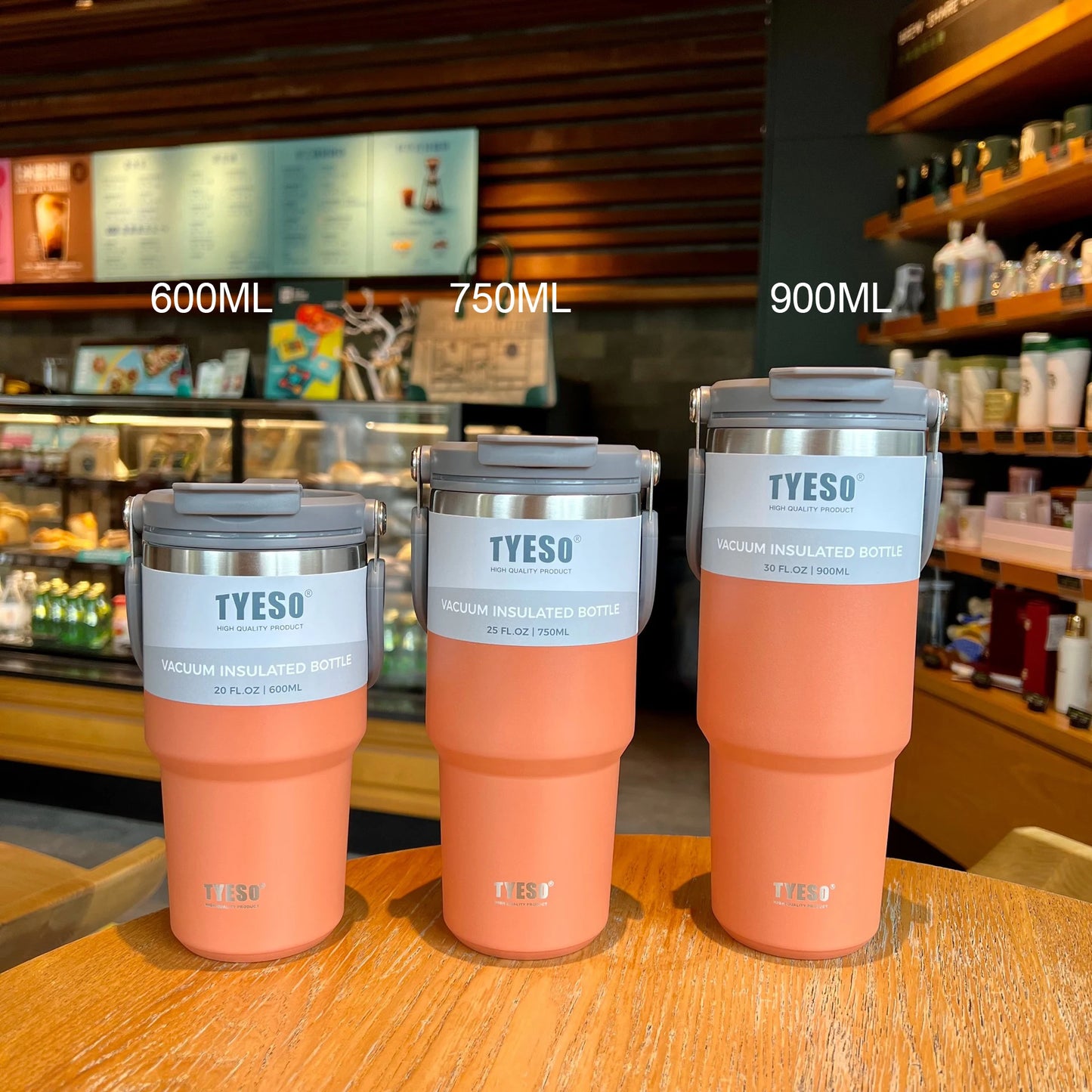 Tyeso Stainless Steel Coffee Cup - Double-Layer Insulated Travel Thermos Mug | Vacuum Flask | Hot & Cold Beverage Bottle

