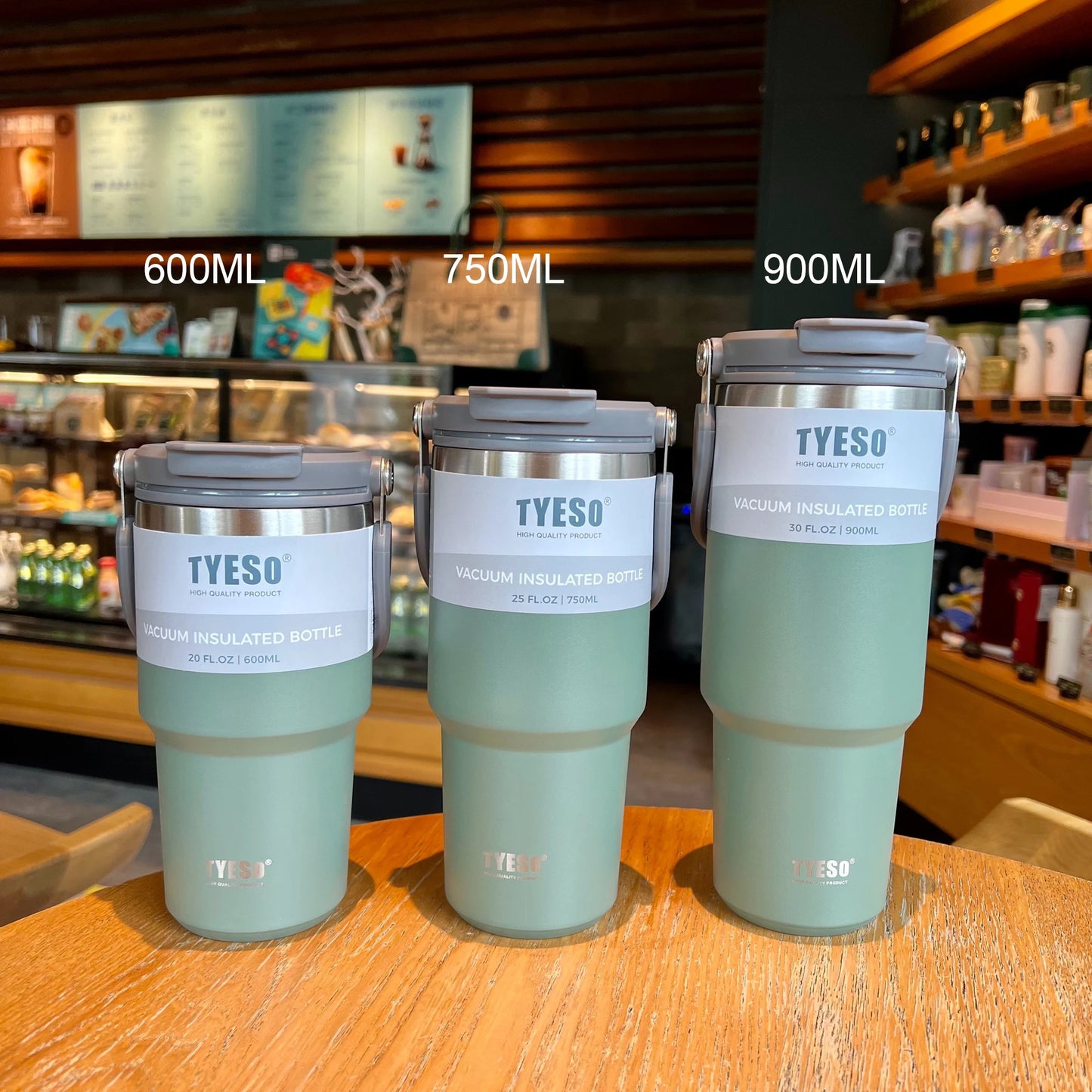 Tyeso Stainless Steel Coffee Cup - Double-Layer Insulated Travel Thermos Mug | Vacuum Flask | Hot & Cold Beverage Bottle

