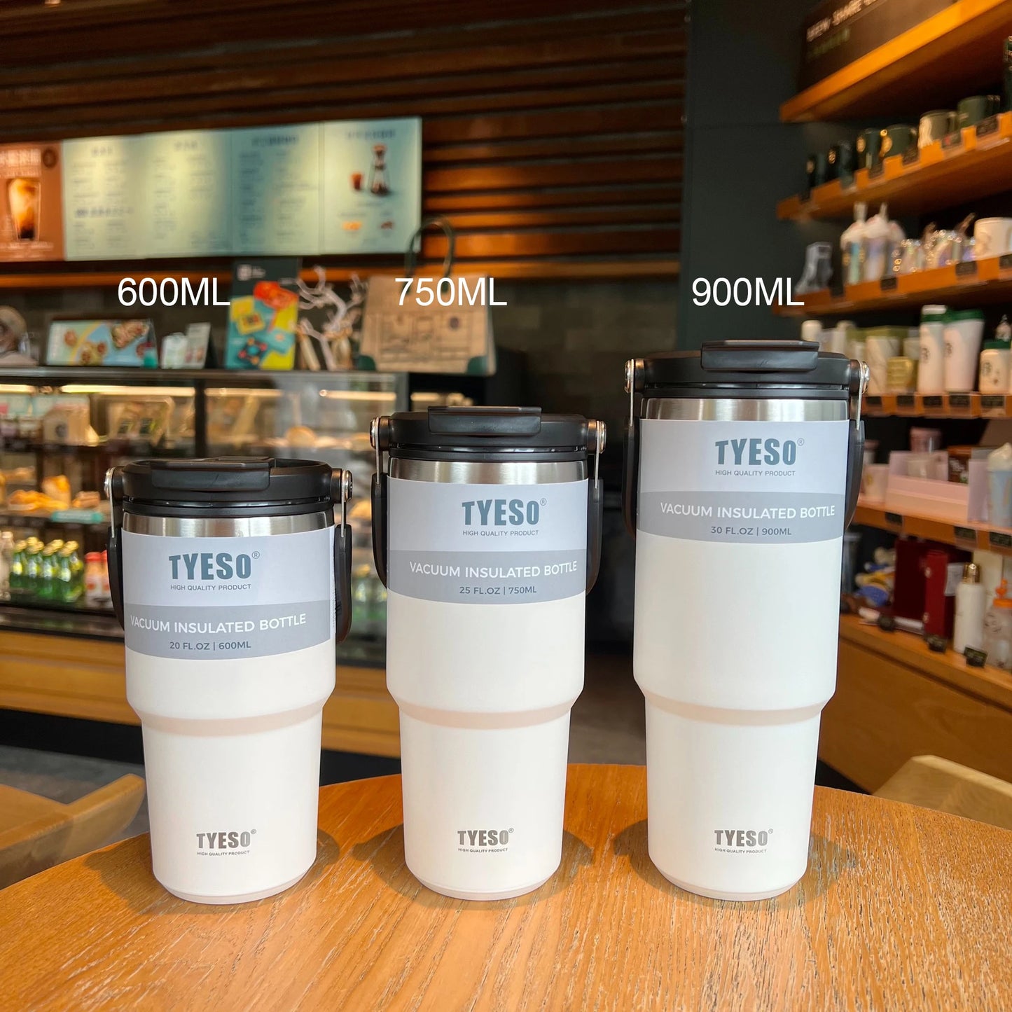 Tyeso Stainless Steel Coffee Cup - Double-Layer Insulated Travel Thermos Mug | Vacuum Flask | Hot & Cold Beverage Bottle

