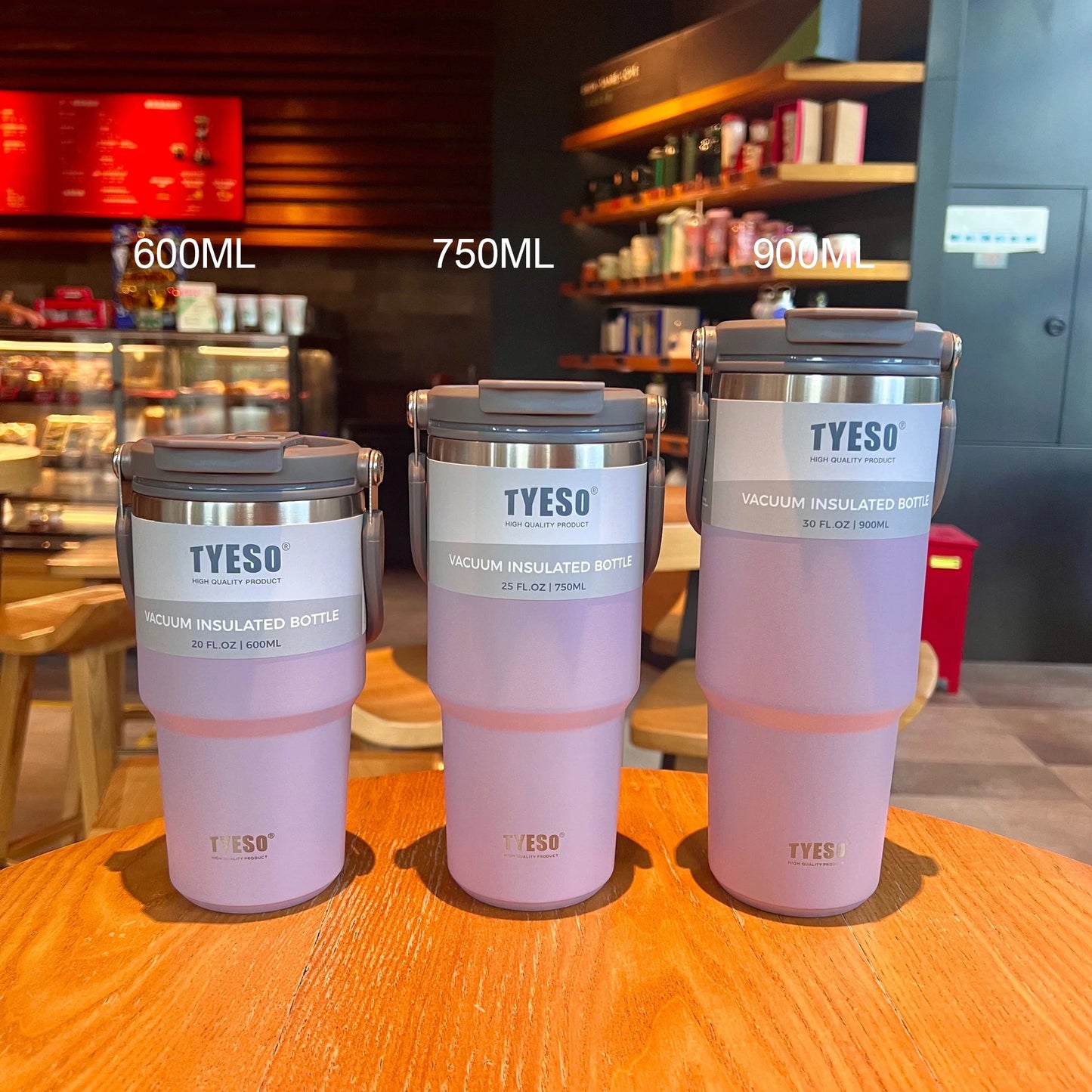 Tyeso Stainless Steel Coffee Cup - Double-Layer Insulated Travel Thermos Mug | Vacuum Flask | Hot & Cold Beverage Bottle

