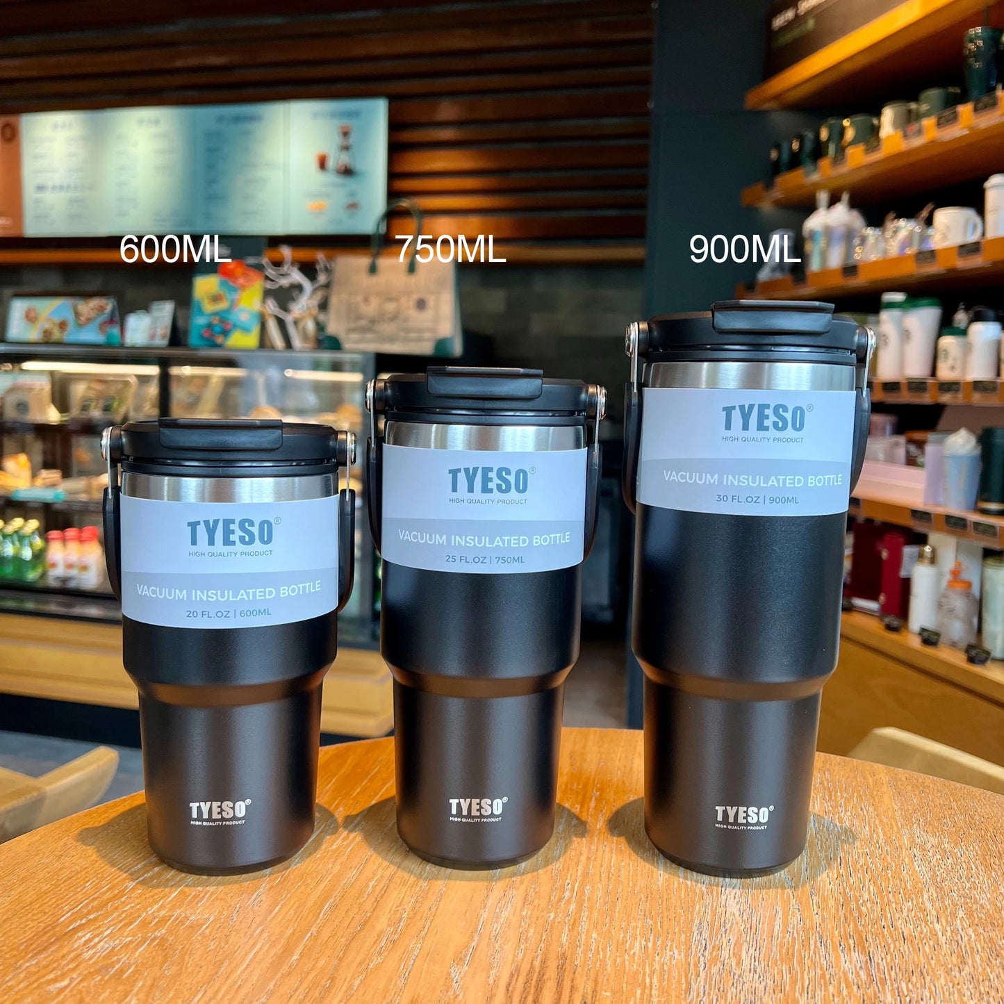 Tyeso Stainless Steel Coffee Cup - Double-Layer Insulated Travel Thermos Mug | Vacuum Flask | Hot & Cold Beverage Bottle

