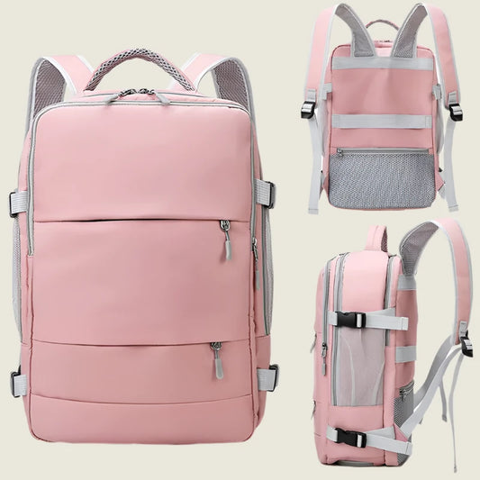 Women's Large-Capacity Waterproof Anti-Theft Backpack with USB Charging Port & Luggage Strap-1