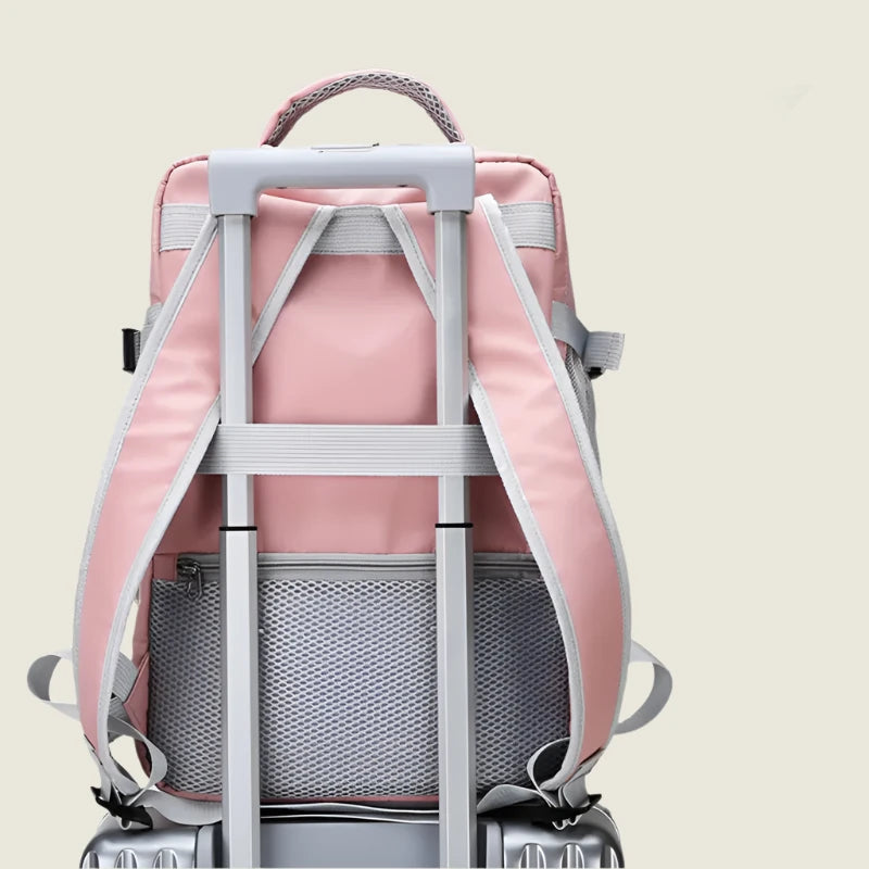 Women's Large-Capacity Waterproof Anti-Theft Backpack with USB Charging Port & Luggage Strap-