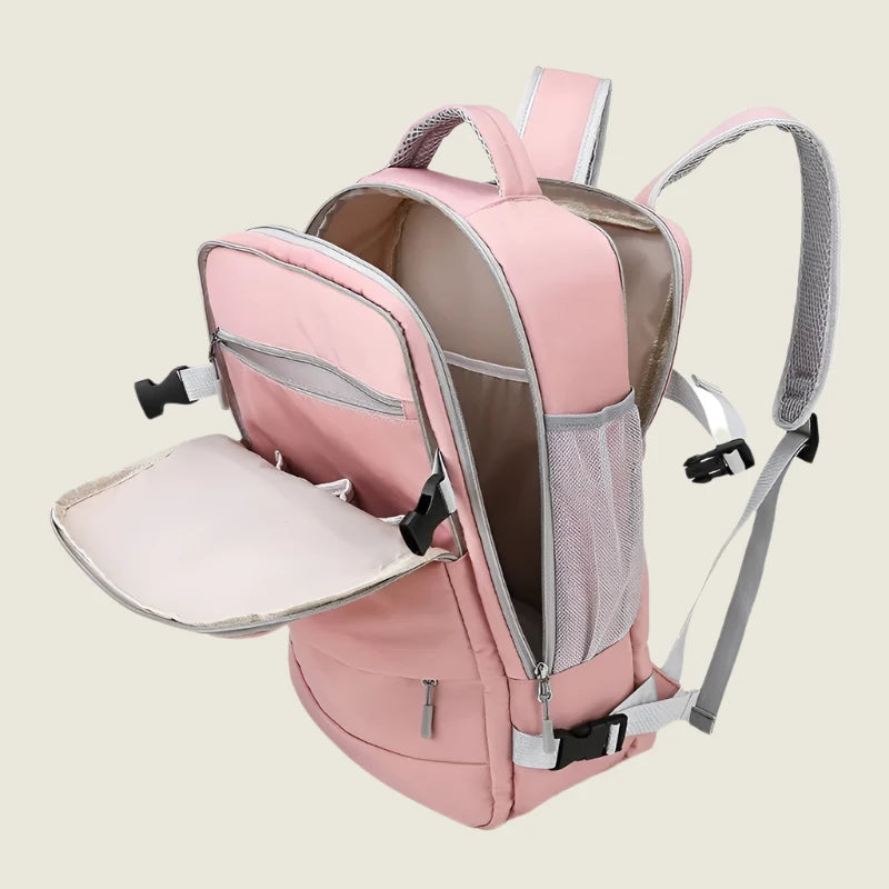 Women's Large-Capacity Waterproof Anti-Theft Backpack with USB Charging Port & Luggage Strap-